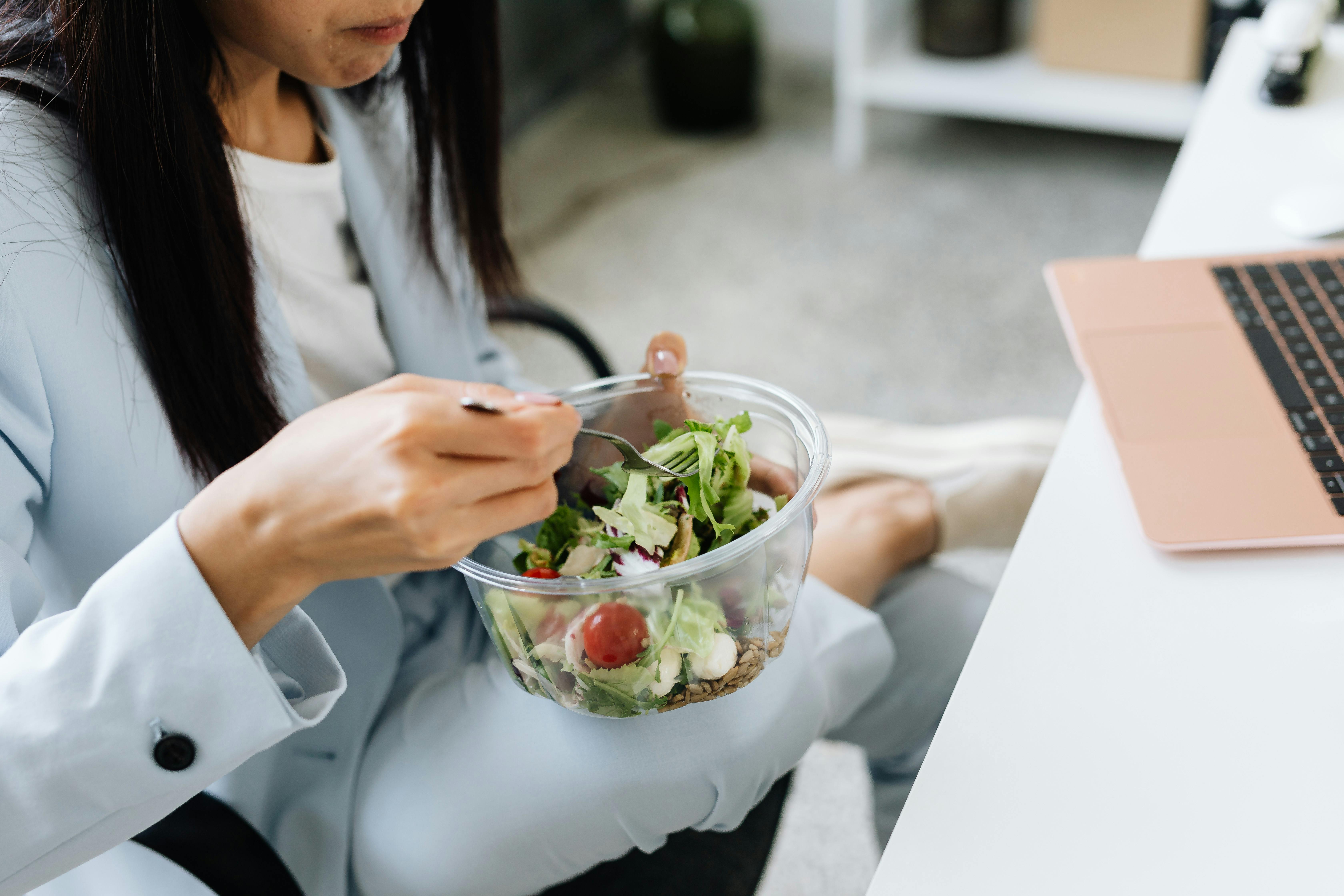 Happy person enjoying healthy snack