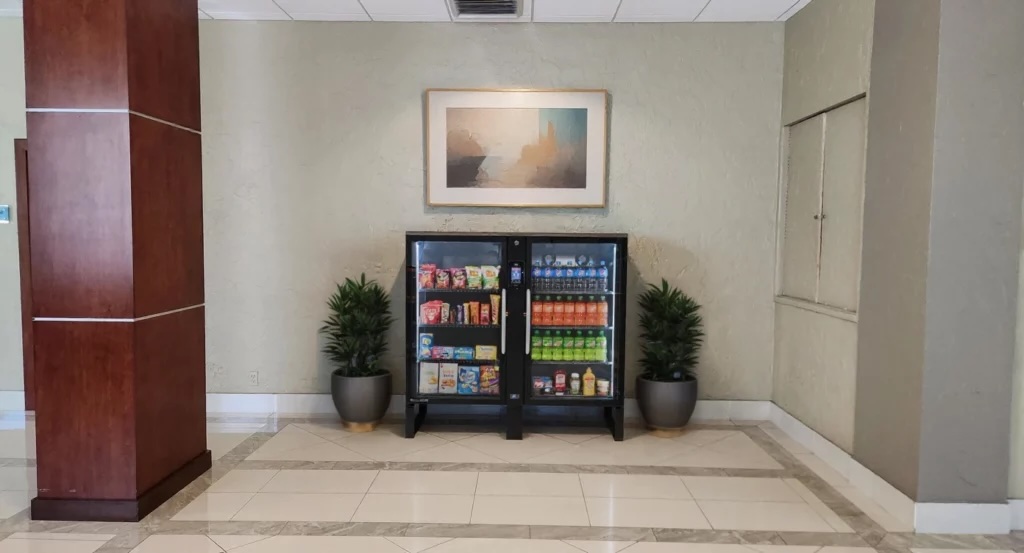 Modern lobby alcove with smart vending